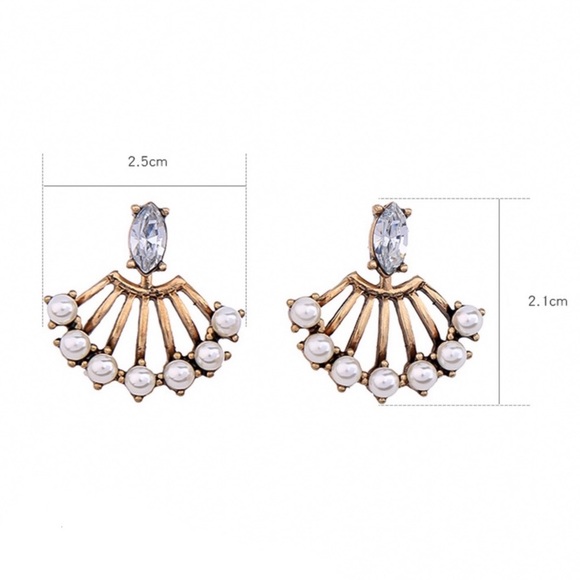 Any 2/$20! Gold Crystal Studs w/Pearl Jacket Earrings - Picture 8 of 10